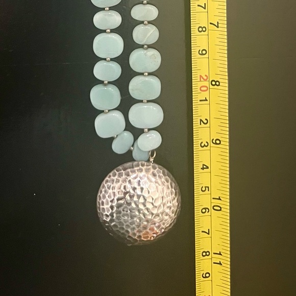 Vintage 925 Handmade Amazonite Sterling Necklace - Picture 7 of 7